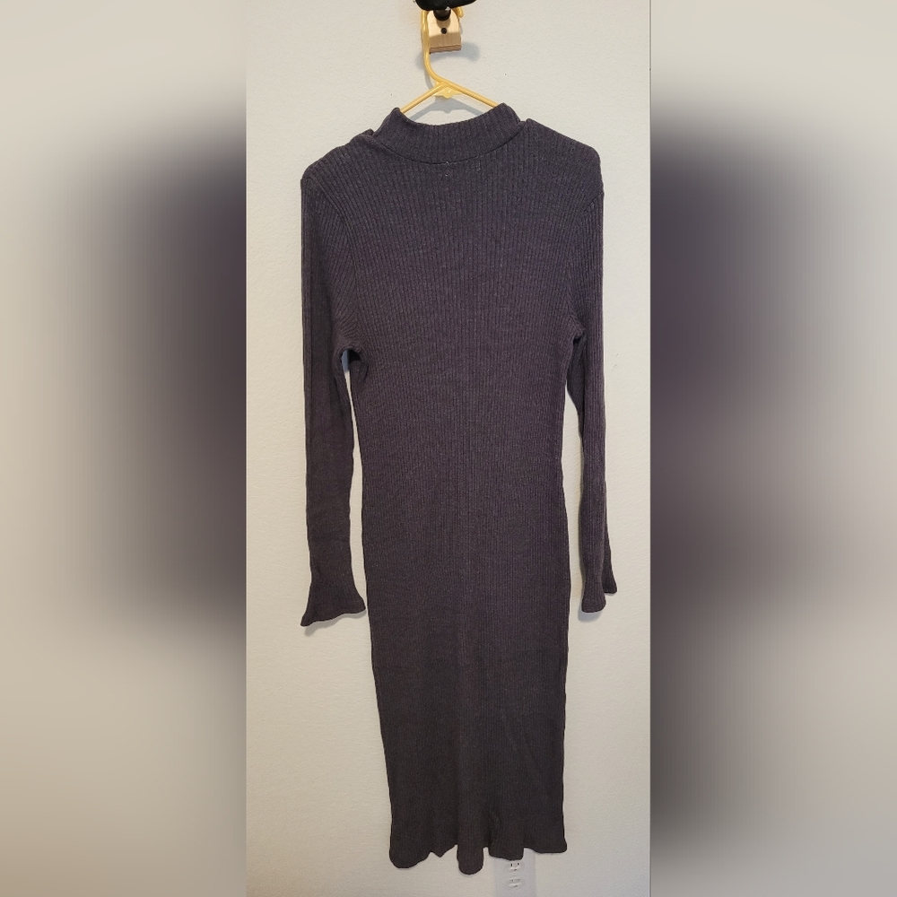 Anthropologie T.La Knit Cutout Mock Dress Grey